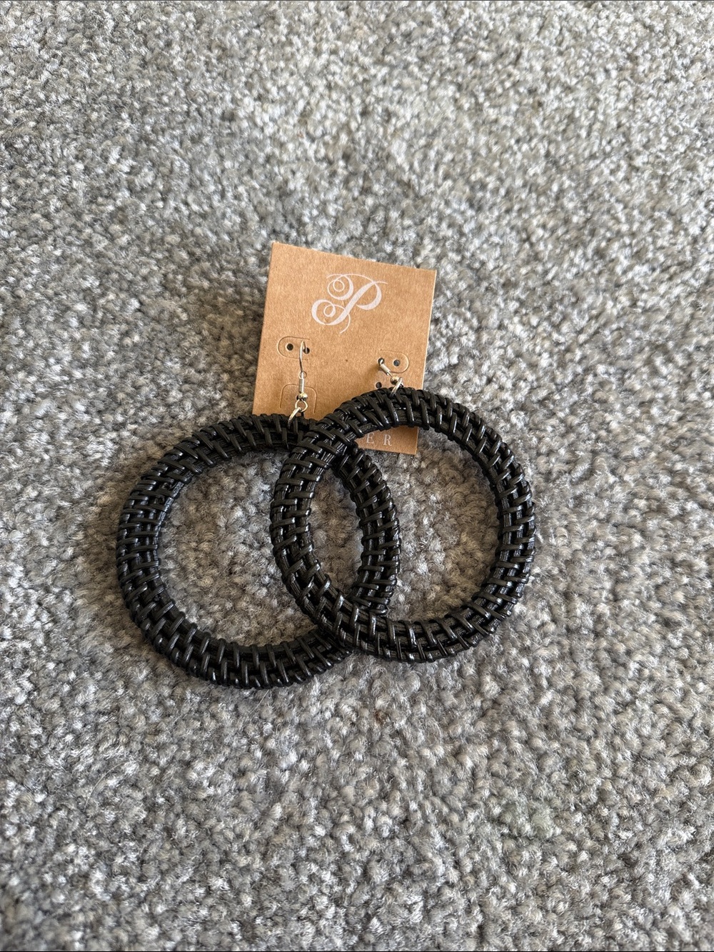 Braided Hoop Earrings in Black by